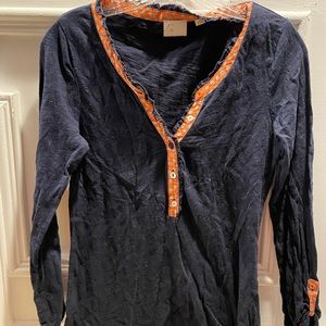 Anthropologie navy and orange top